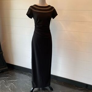 Women's X Evenings Long Scuba Crepe Short Sleeve Evening Gown Size 4
